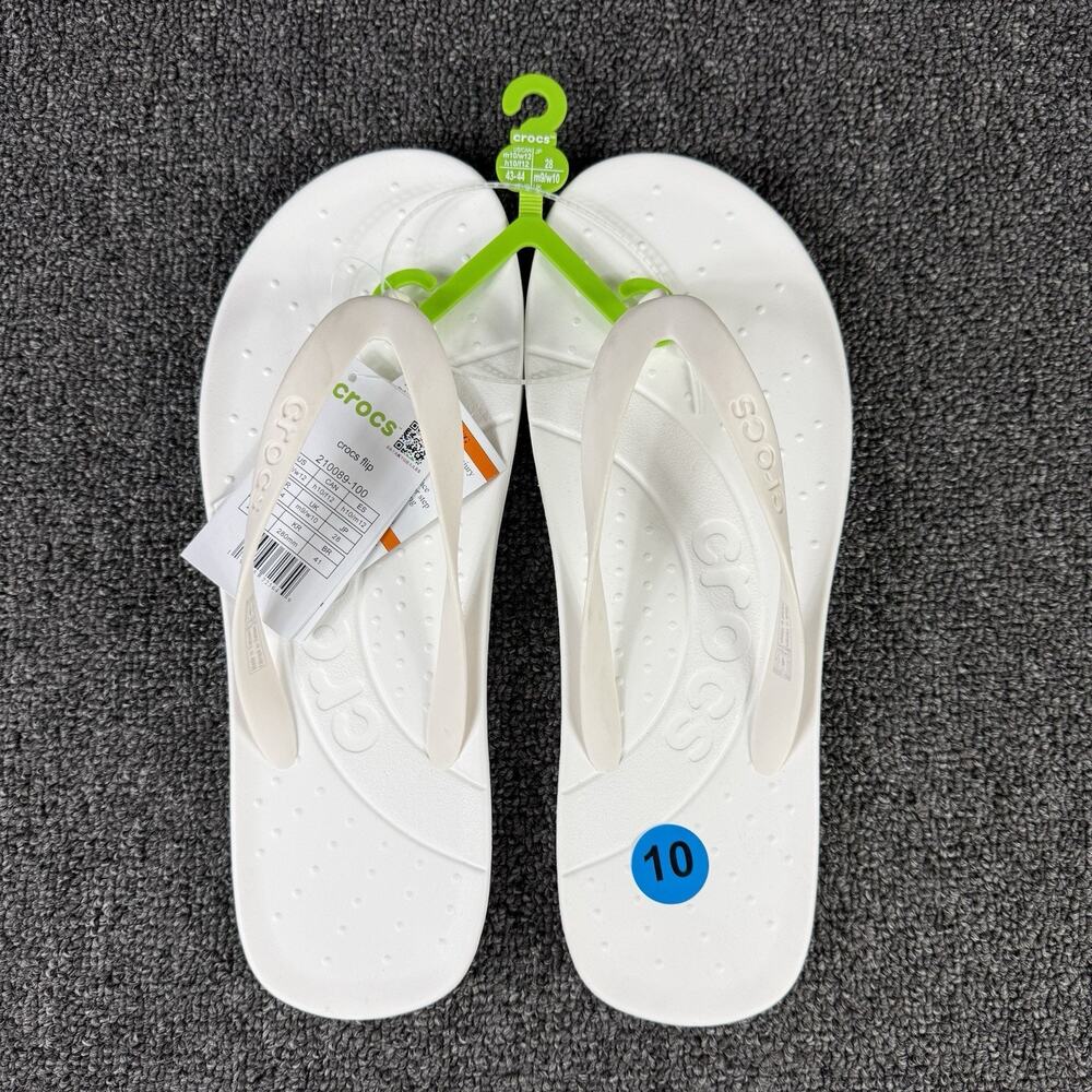 Crocs Flip White Sandal 210089-100 Men 10 (Wmn 12)